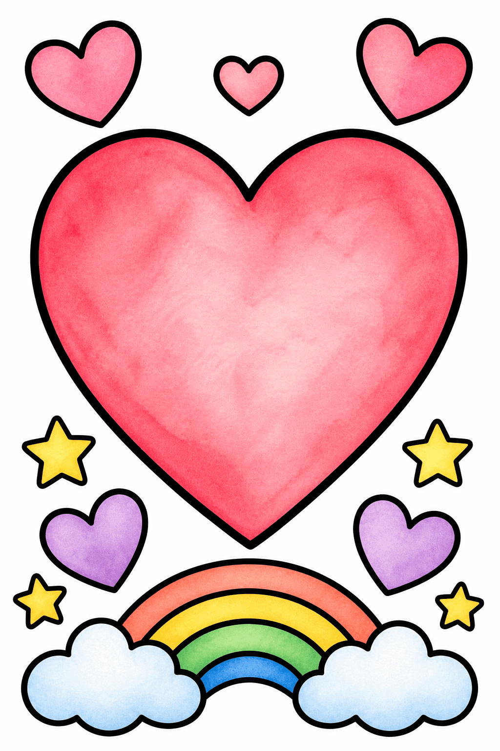 Bold and Easy Bold Easy Heart Page watercolor colorized preview