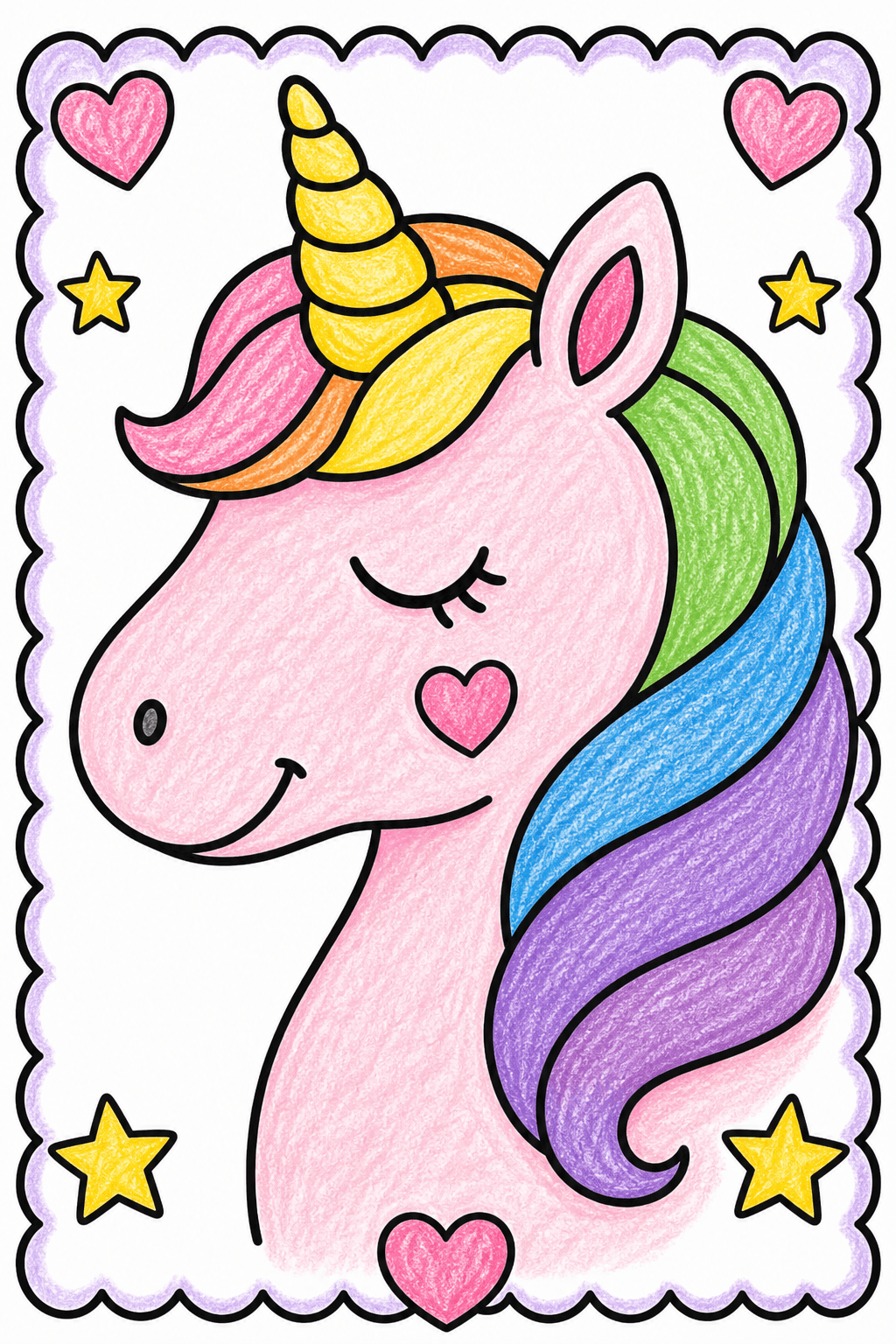 Bold and Easy Bold Easy Unicorn crayon colorized preview