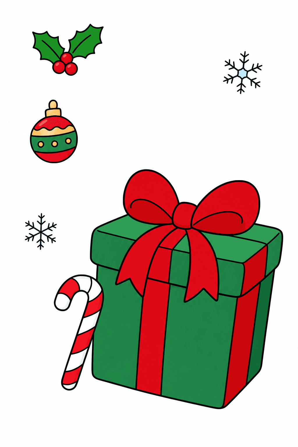 Christmas Present with a Candy Cane clean-digital colorized preview