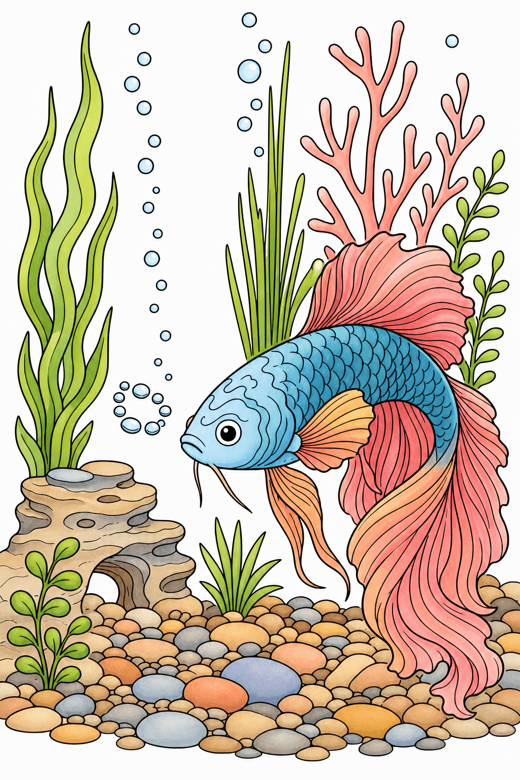 Ornamental Fish in an Underwater Garden storybook colorized preview