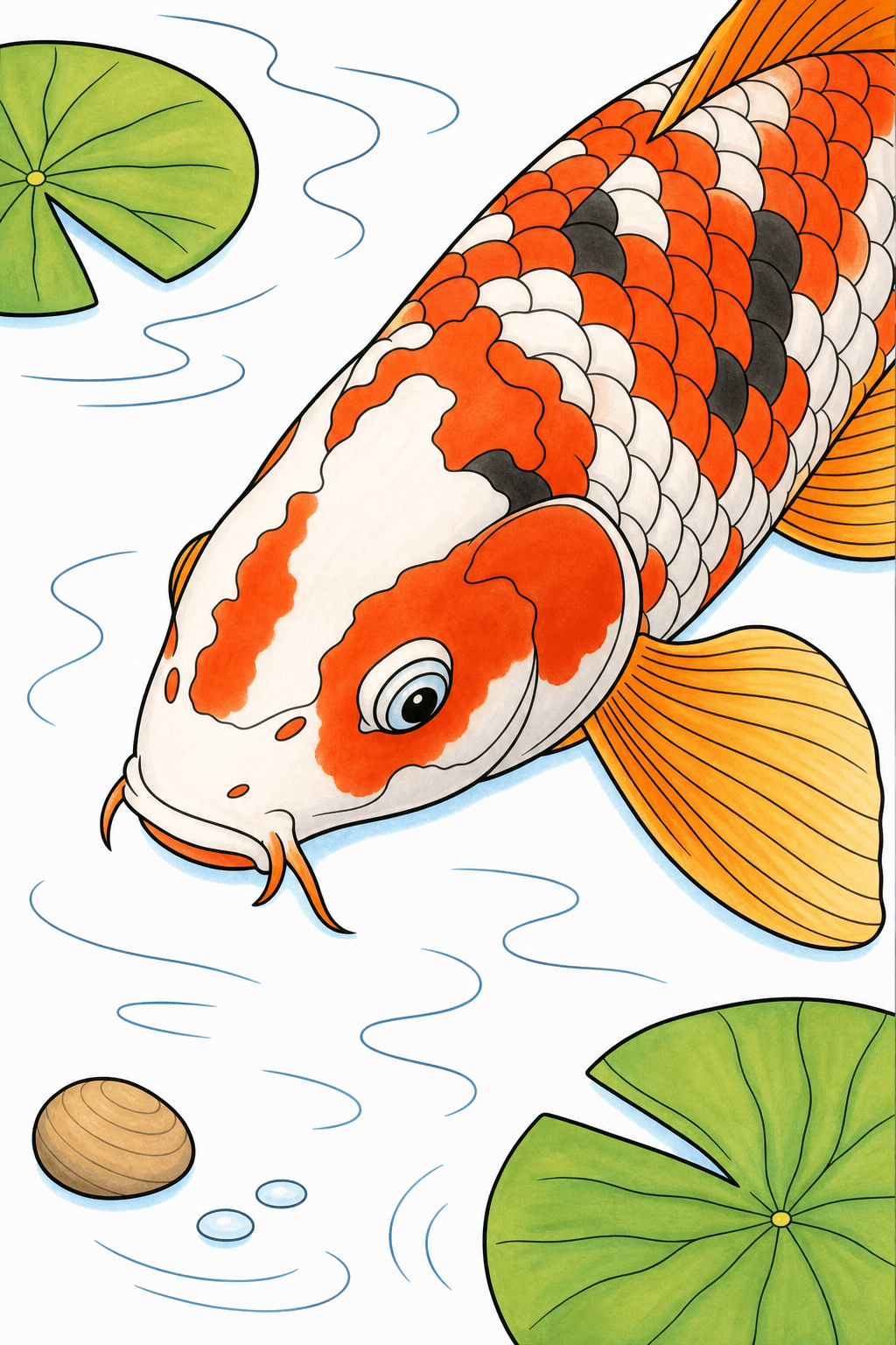 Close-Up Koi with Detailed Scales storybook colorized preview