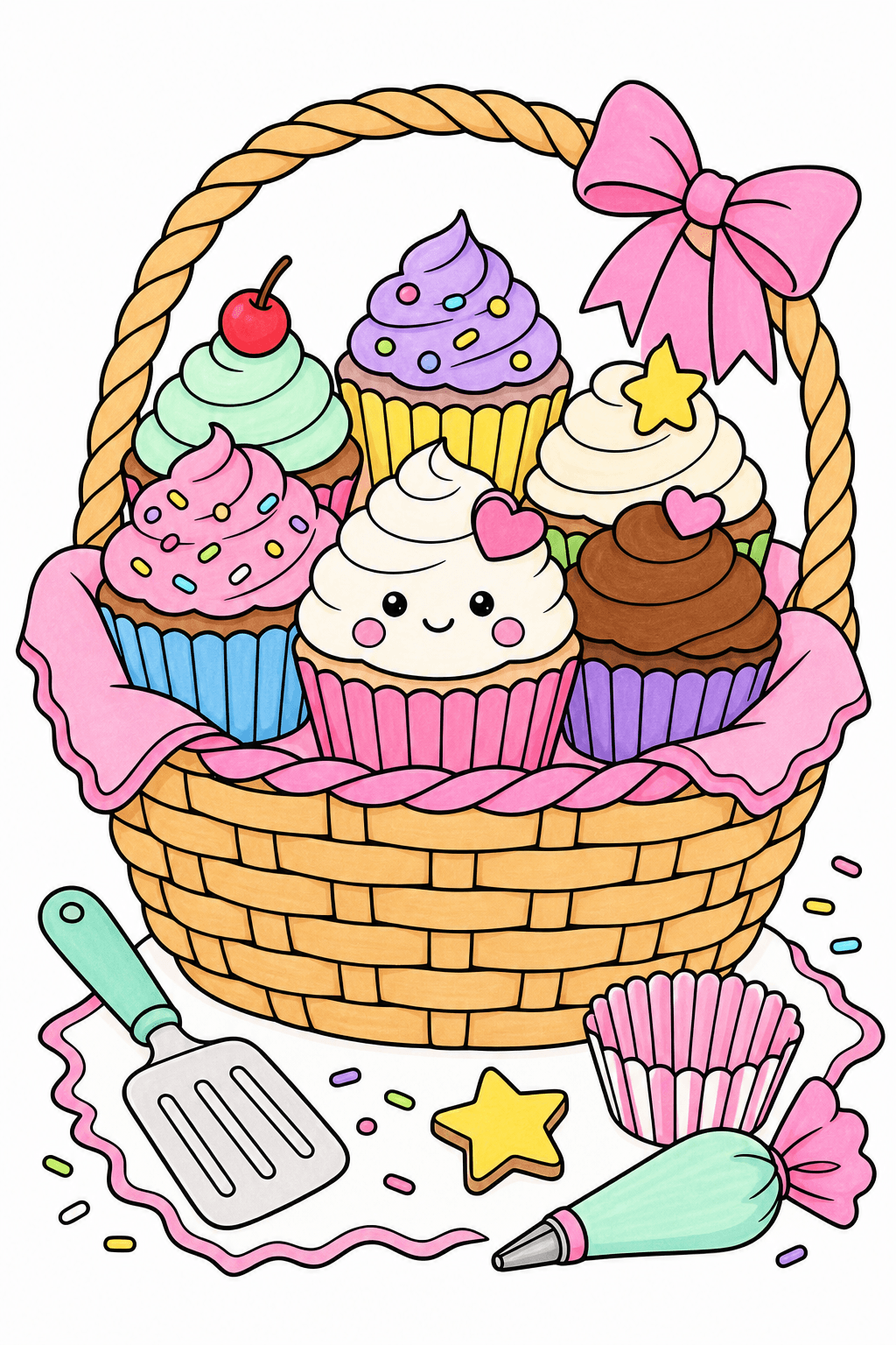 Cupcake Food Cupcake Market Basket marker colorized preview
