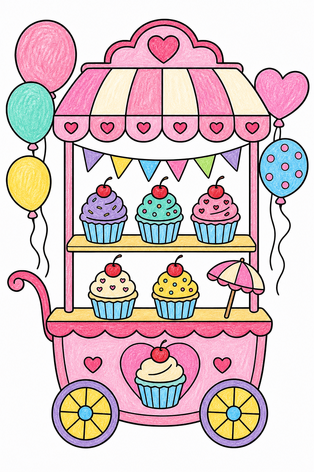 Cupcake Food Cupcake Serving Cart crayon colorized preview