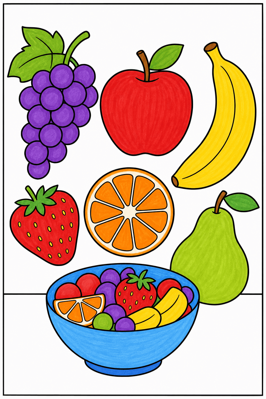Simple Fruit Display with a Bowl marker colorized preview