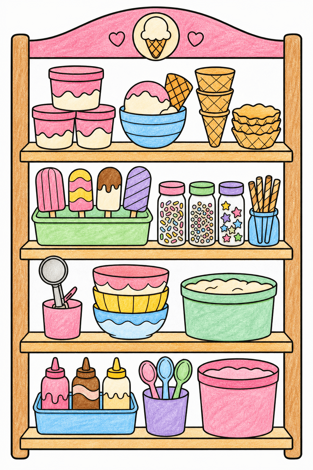 Ice Cream Food Ice Cream Pantry Shelf crayon colorized preview