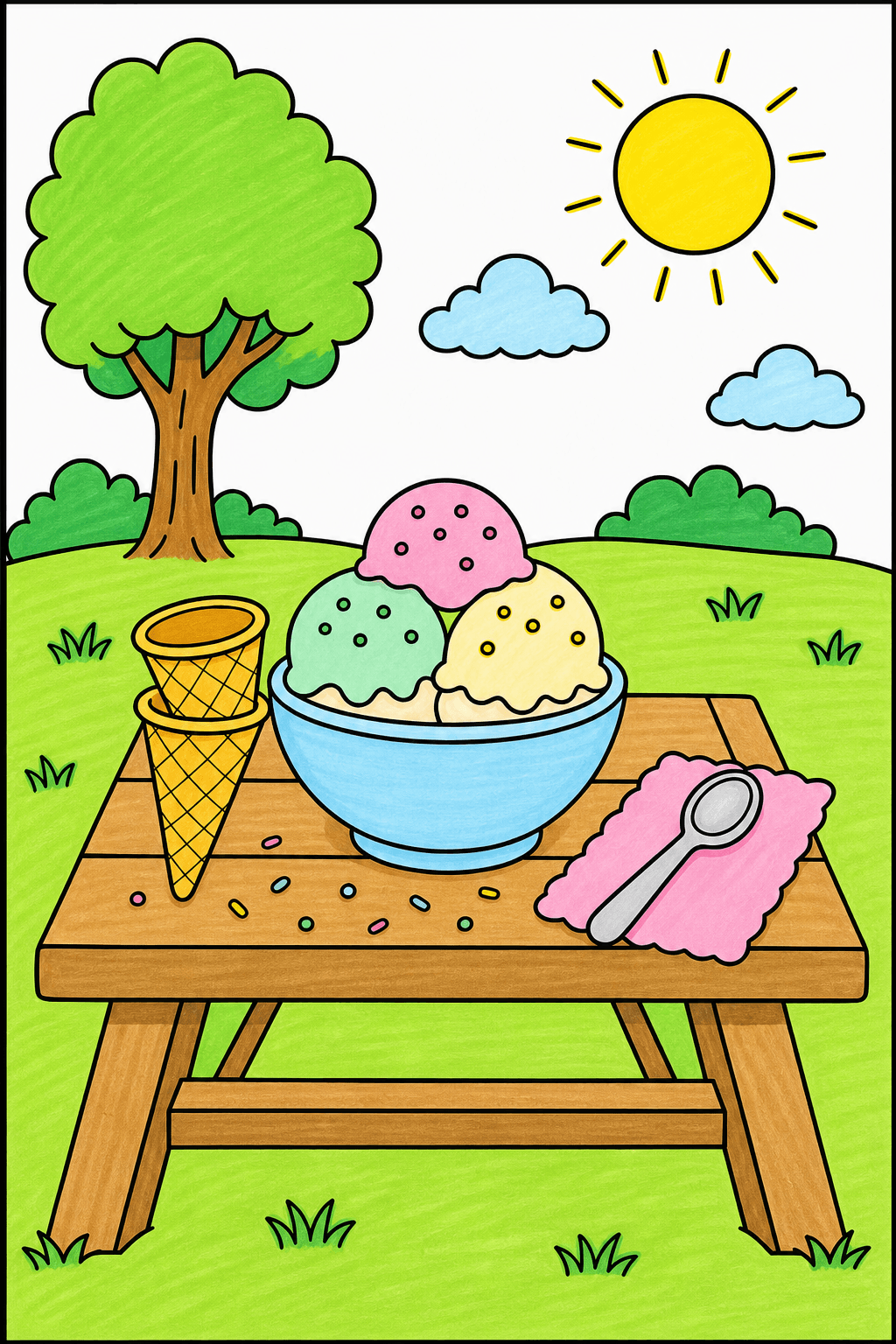 Ice Cream Food Ice Cream Picnic Table marker colorized preview