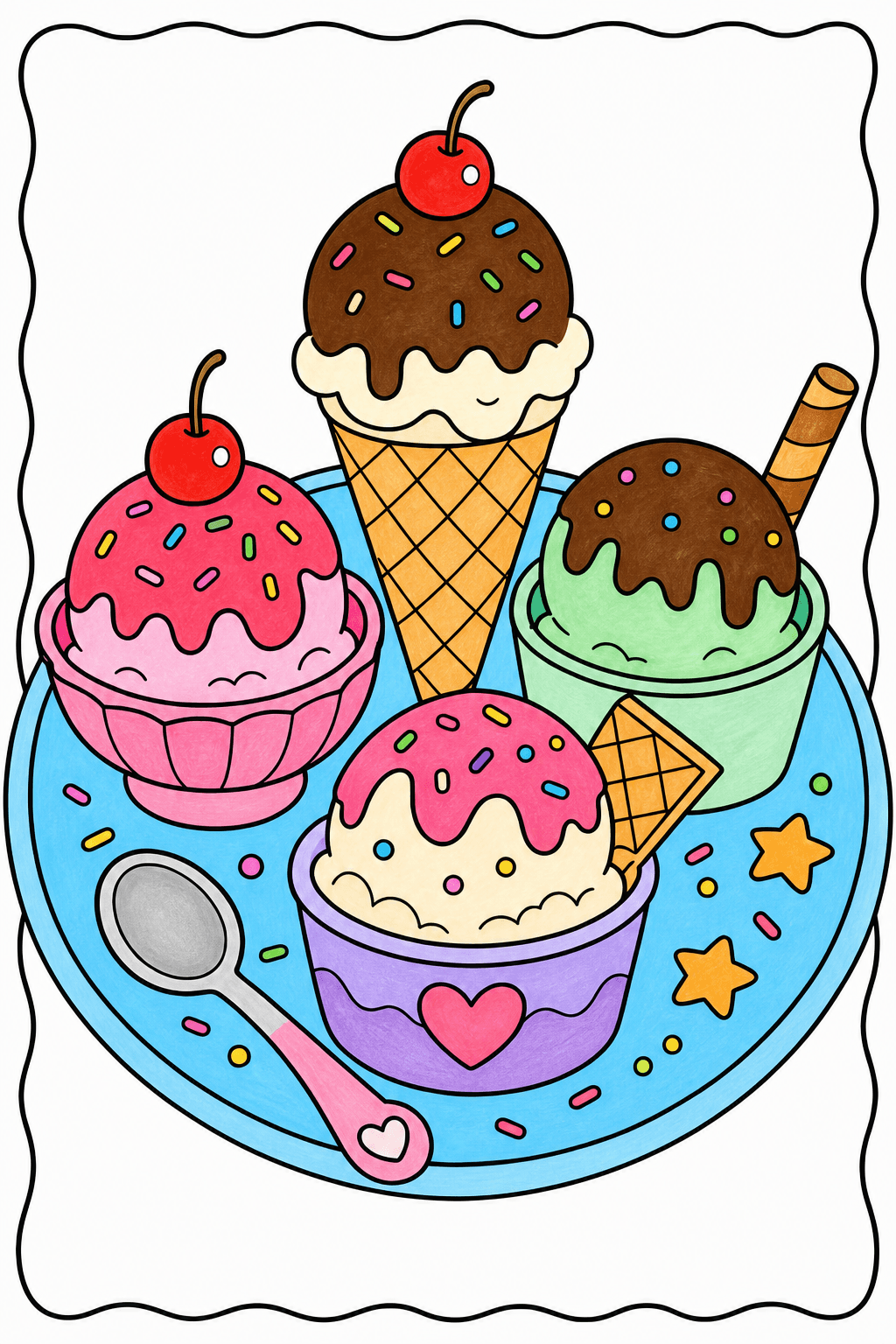 Ice Cream Food Ice Cream Plate Arrangement marker colorized preview