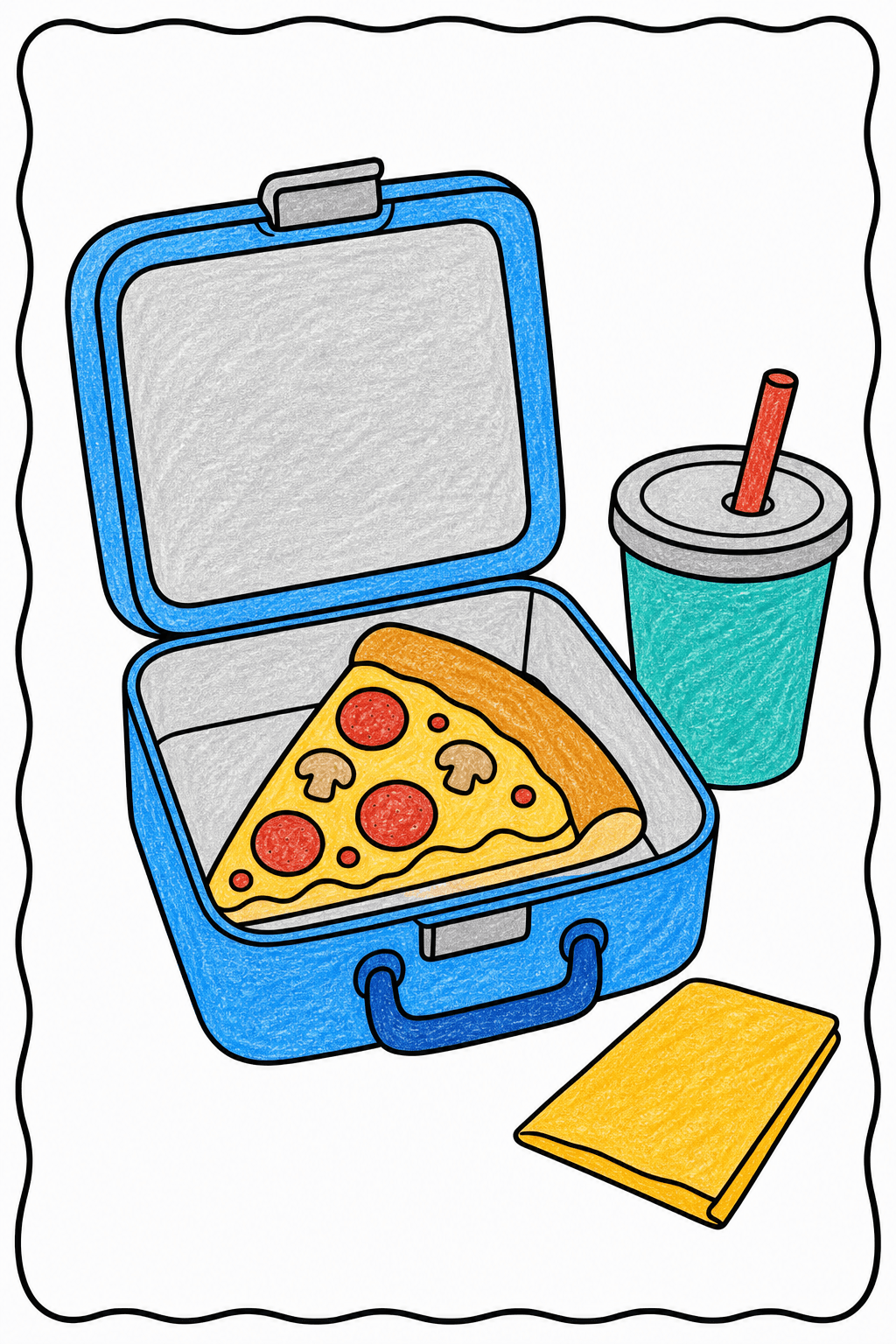 Pizza Food Pizza Lunch Box crayon colorized preview