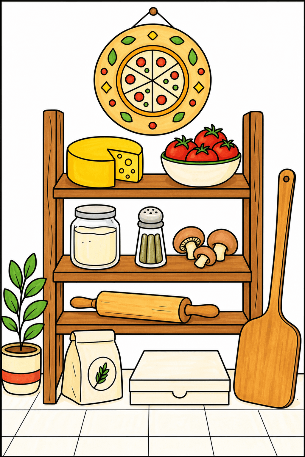 Pizza Food Pizza Pantry Shelf marker colorized preview