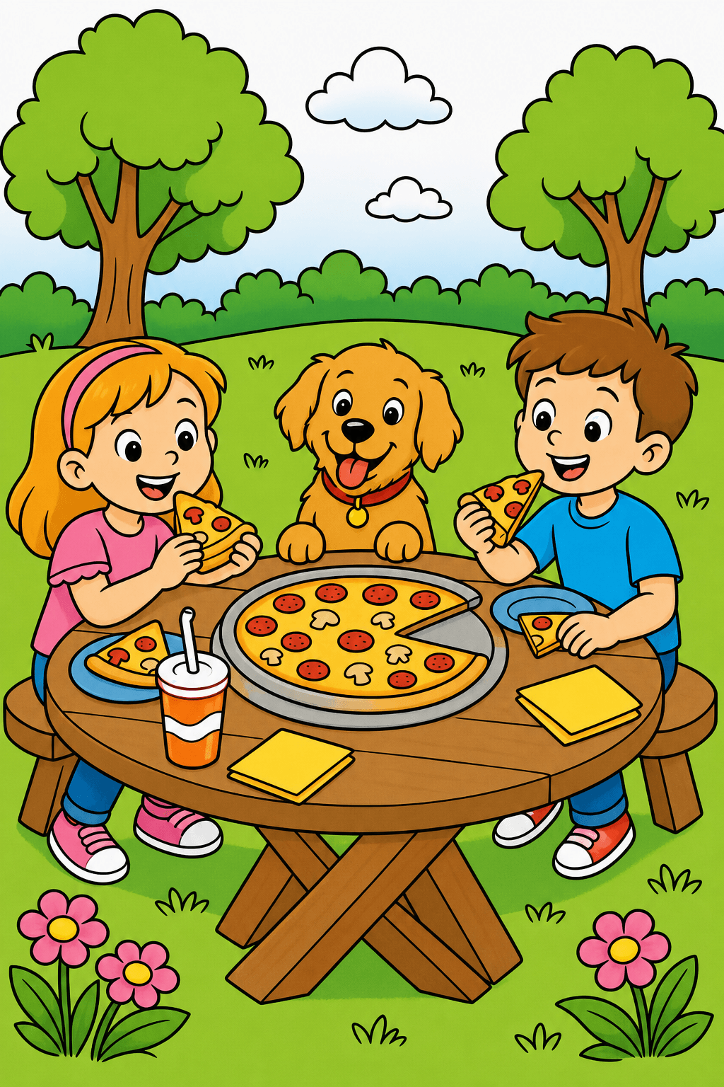 Pizza Food Pizza Picnic Table clean-digital colorized preview