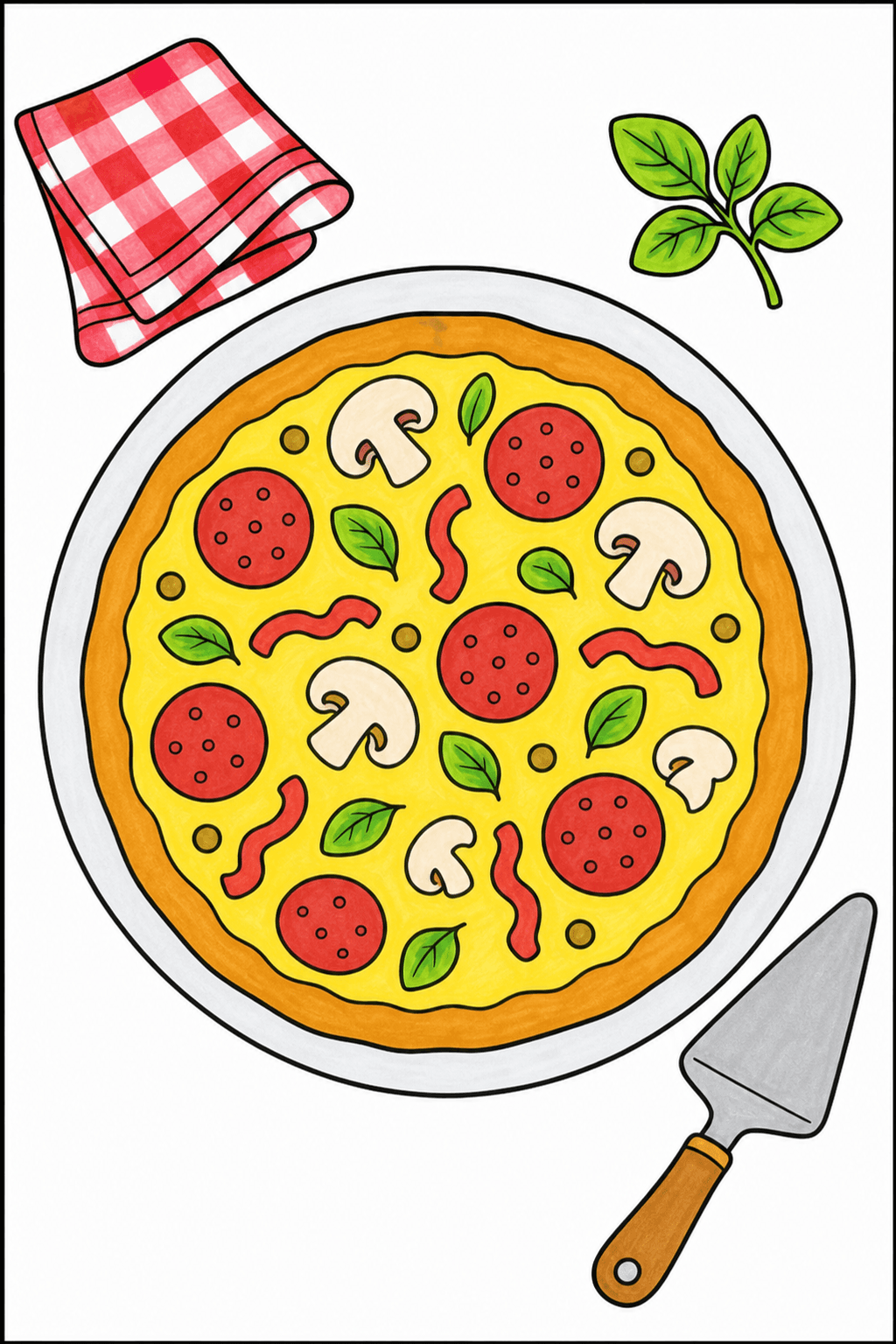 Pizza Food Pizza Plate Arrangement marker colorized preview