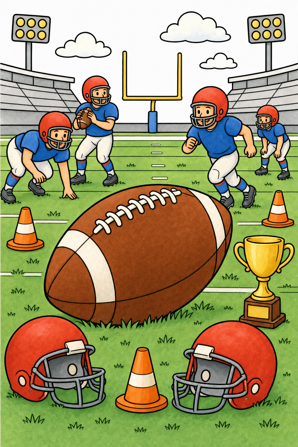 Football Resting on the Turf storybook colorized preview