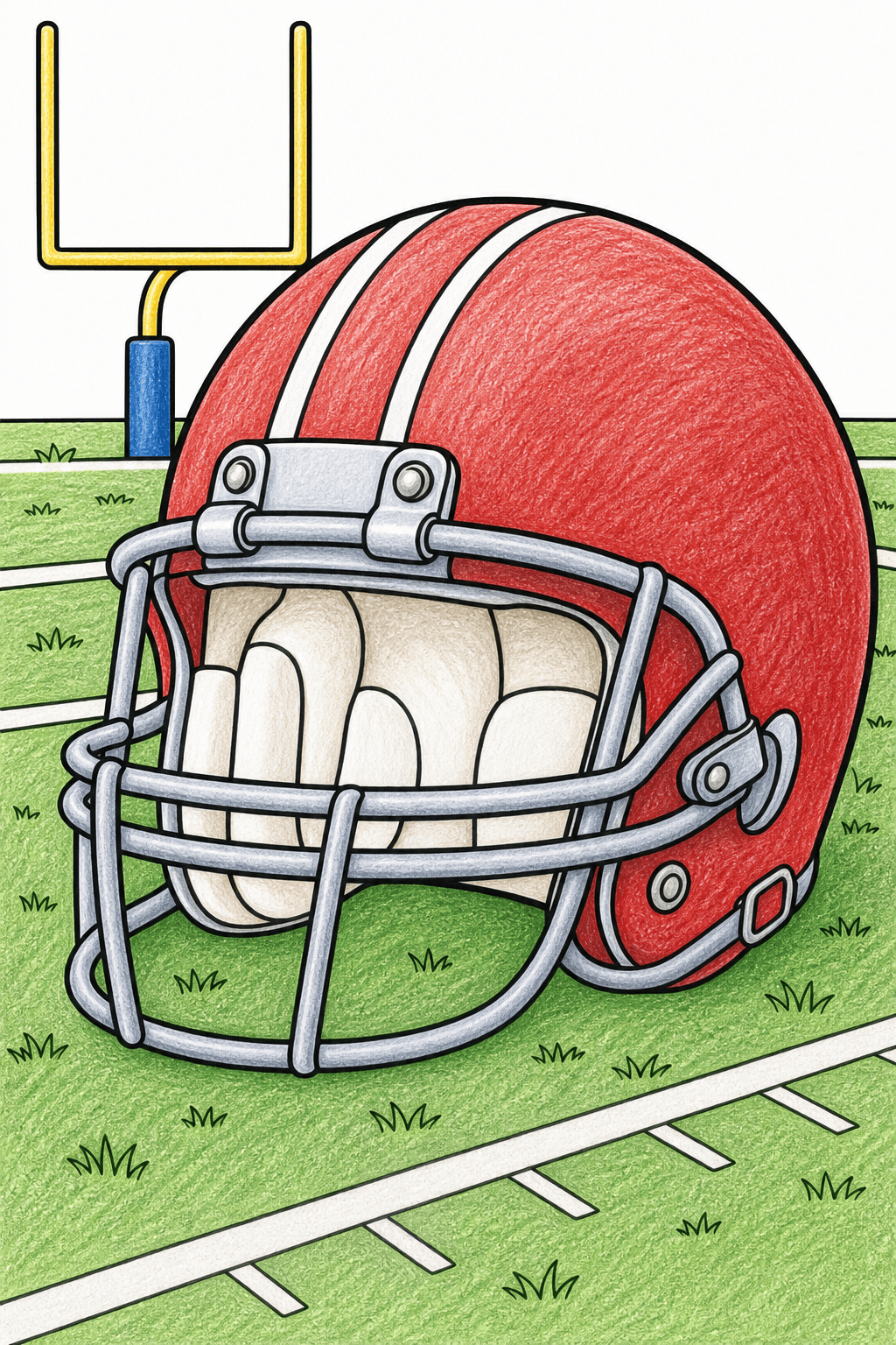 Close-Up American Football Helmet colored-pencil colorized preview