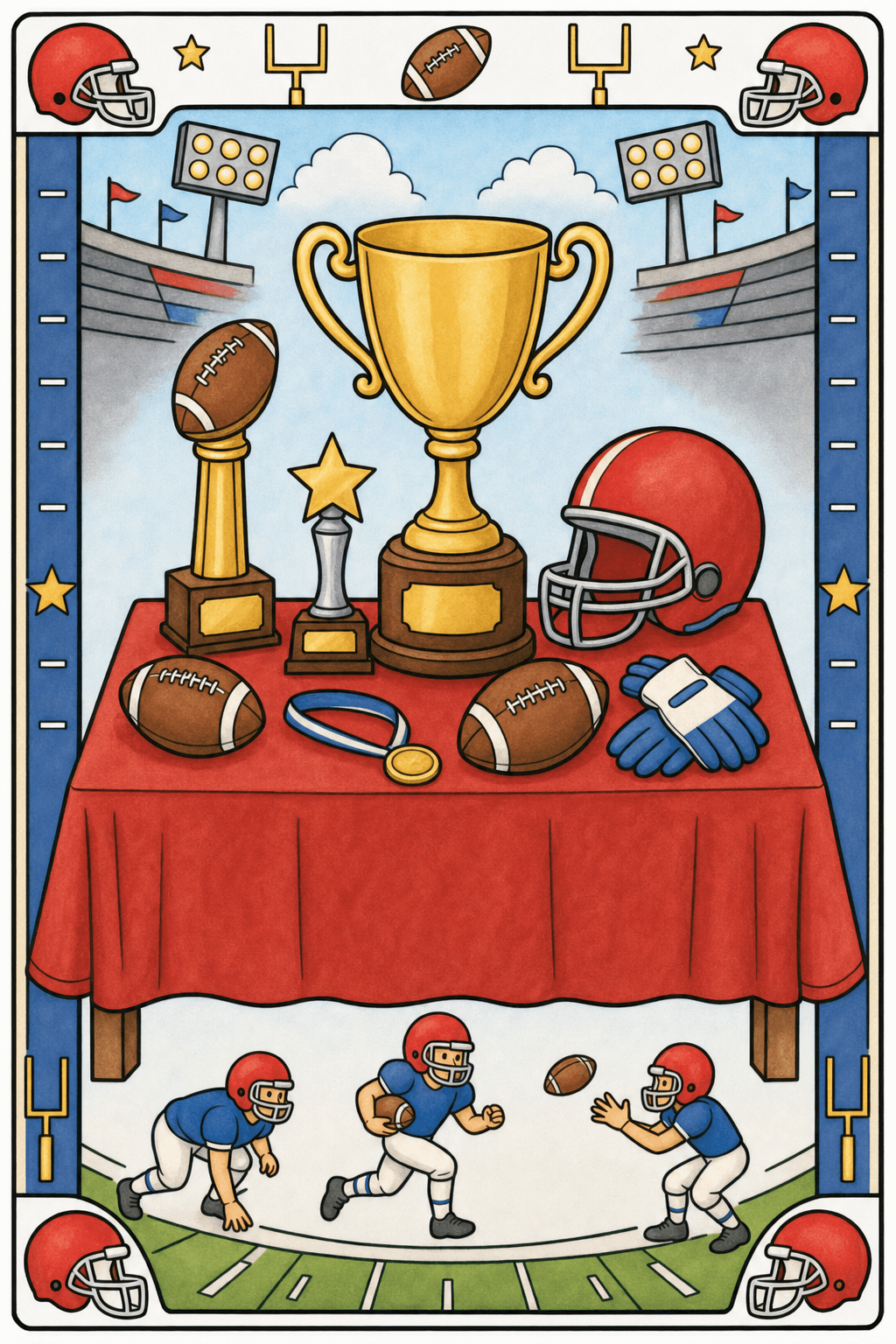 Football Trophy Display in a Stadium storybook colorized preview