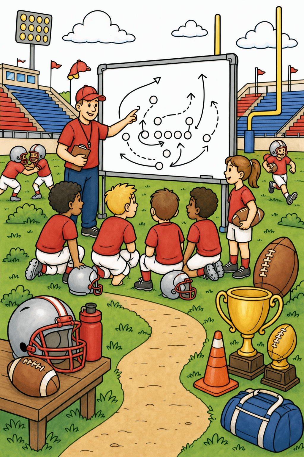 American Football Playbook Diagram Board storybook colorized preview
