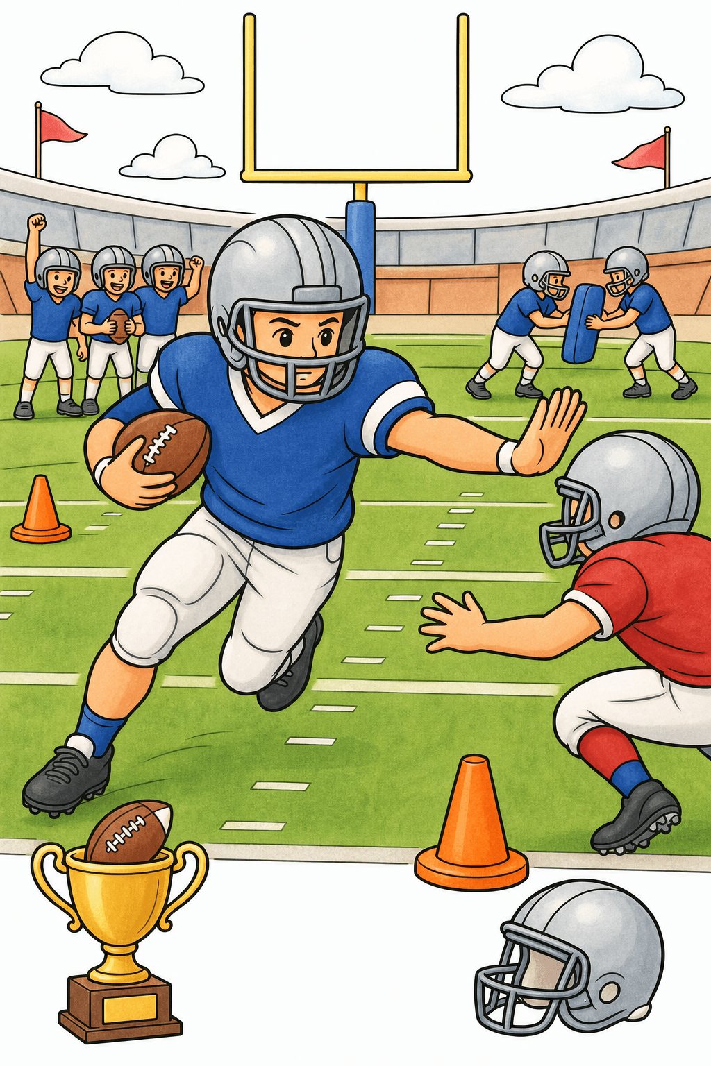 American Football Running Back Dodge storybook colorized preview