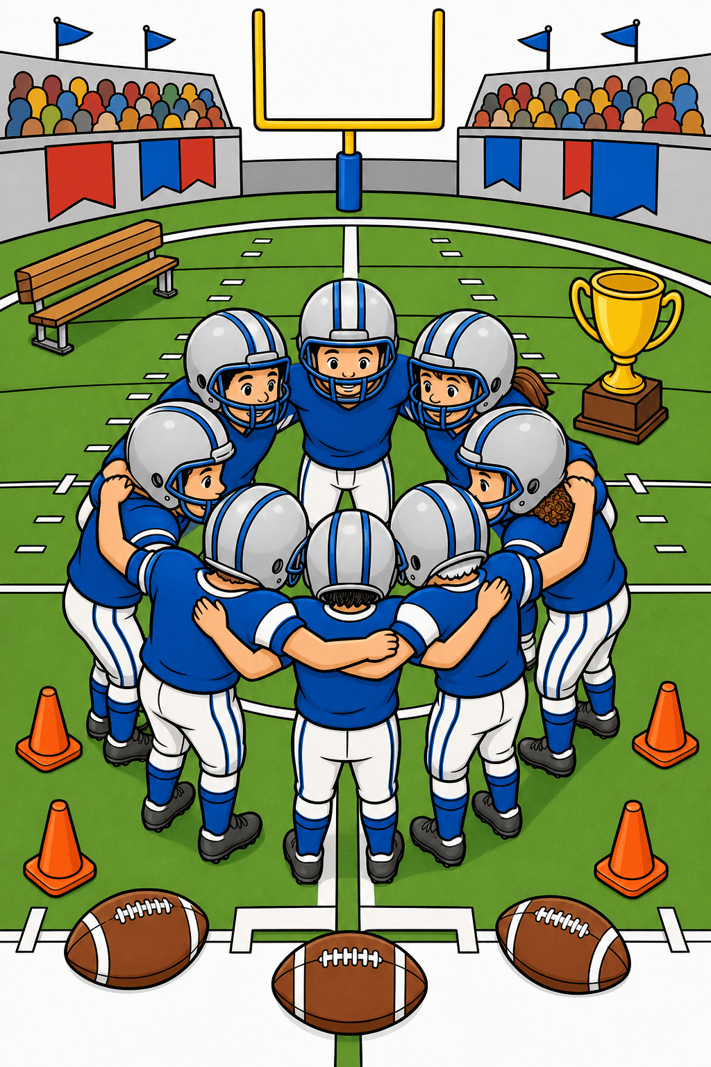 American Football Team Huddle Without Logos clean-digital colorized preview