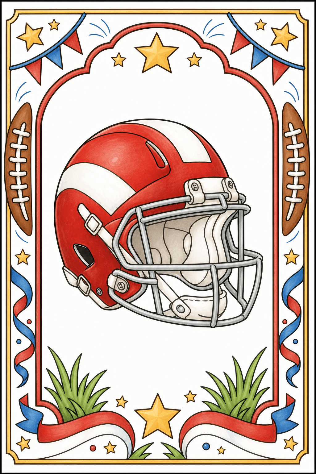 Football Helmet with Stars and Banners storybook colorized preview