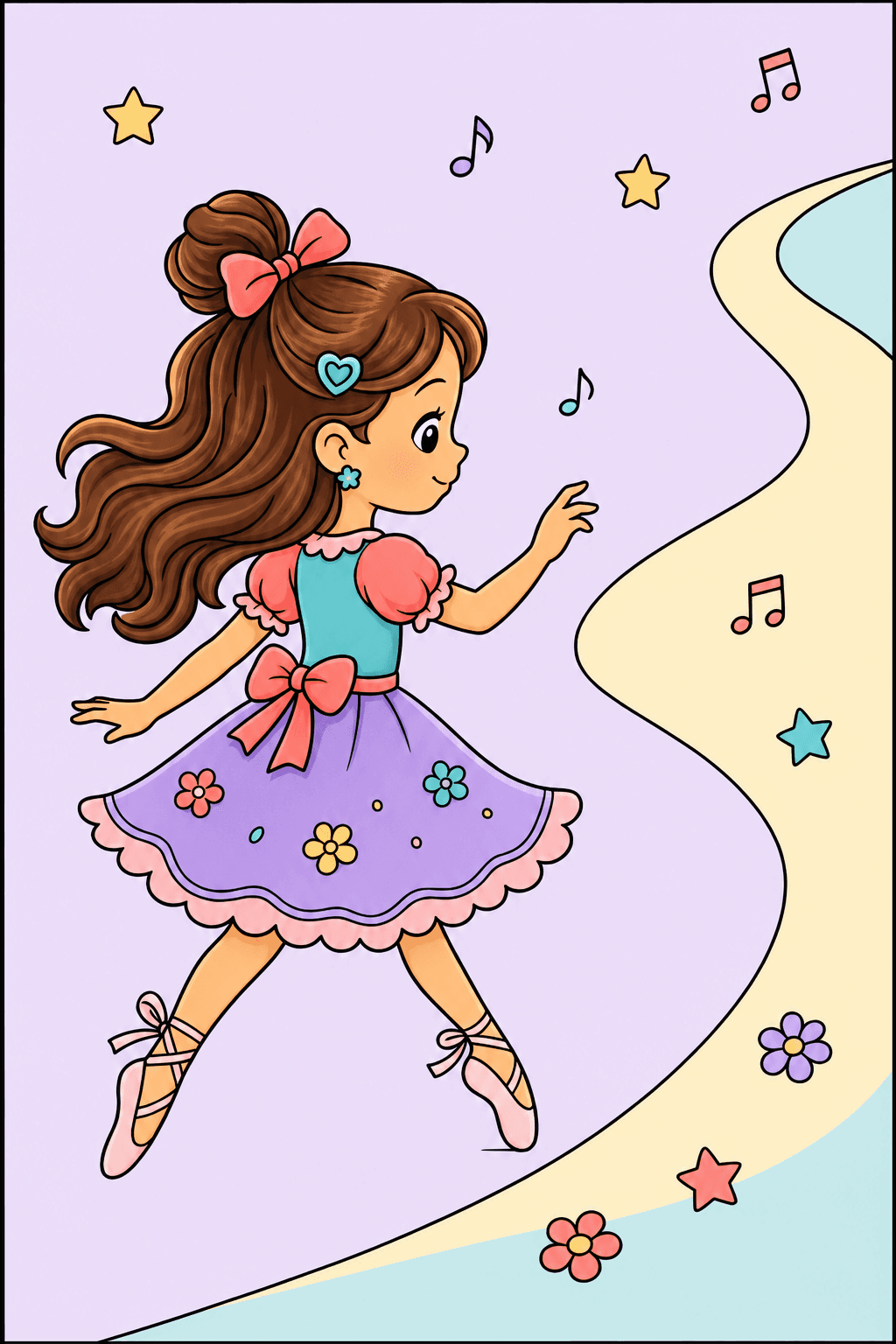 Dancing Girl on a Winding Musical Path clean-digital colorized preview