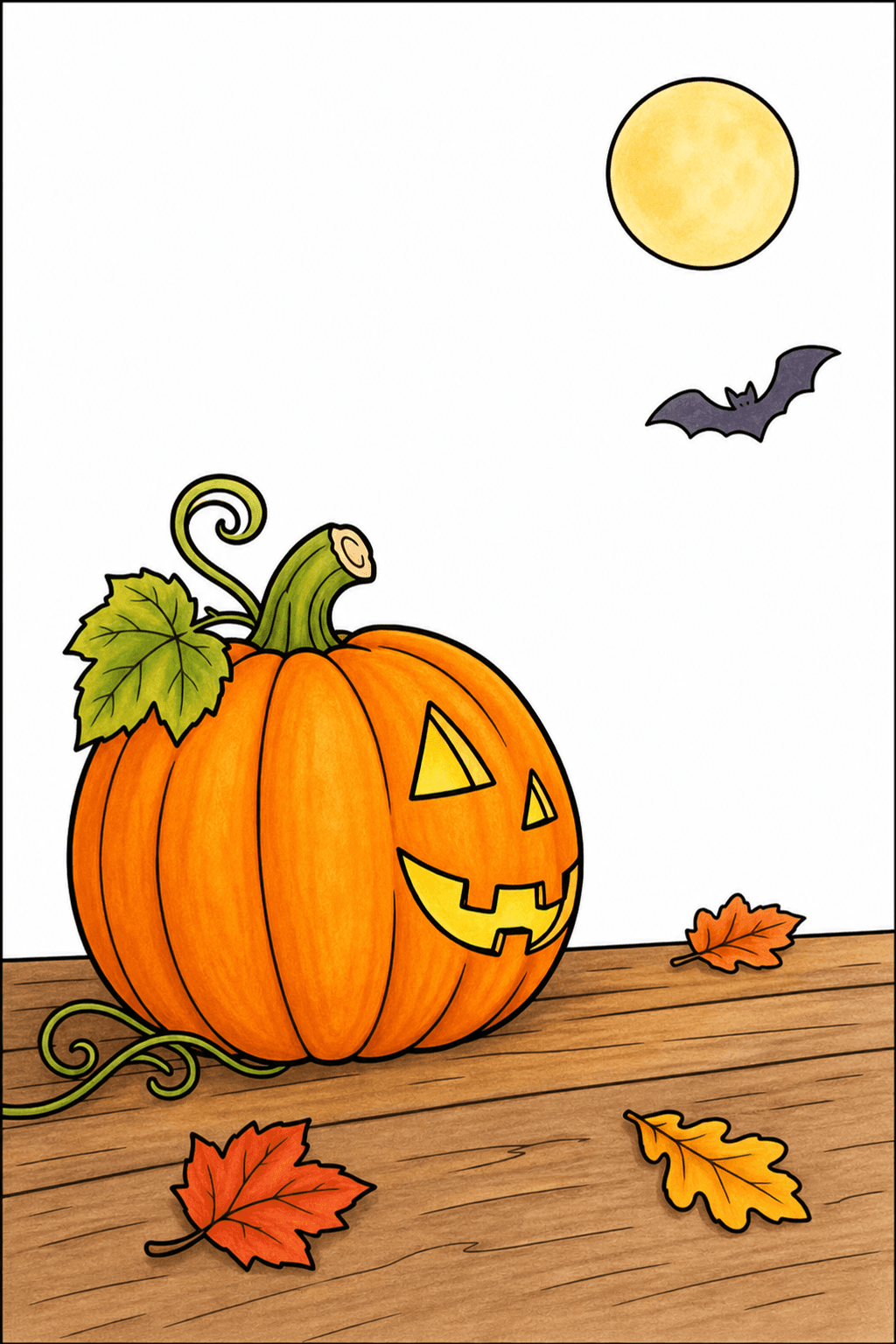 Jack-o'-Lantern Under the Moon storybook colorized preview