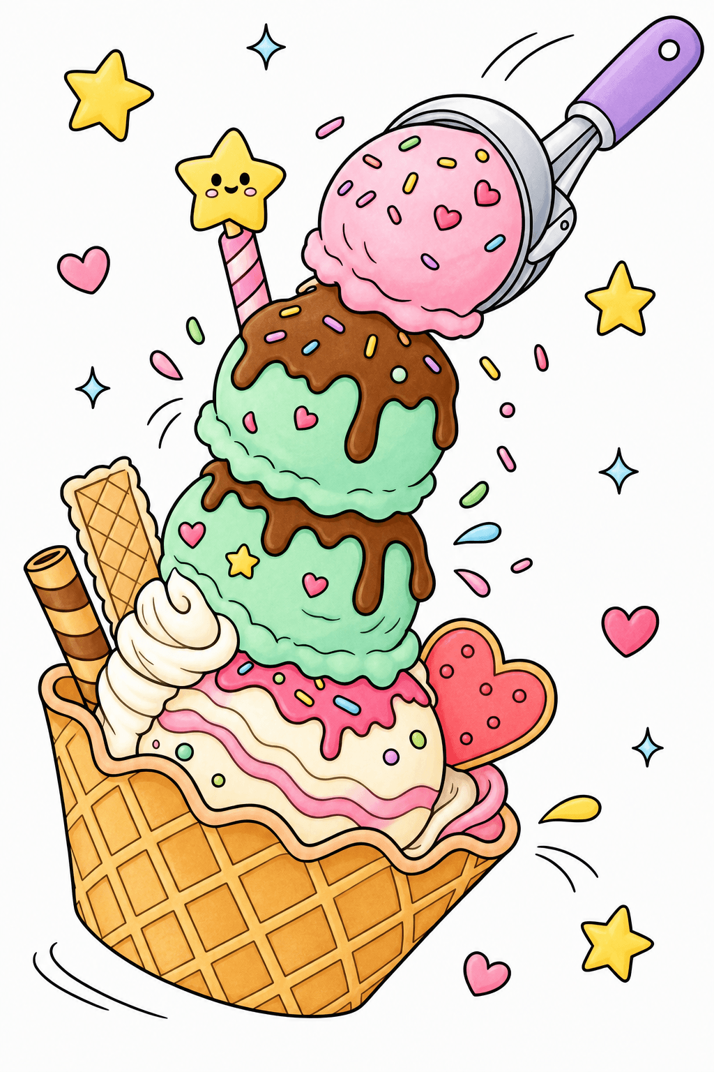 Stacked Sundae with a Lifting Scoop storybook colorized preview