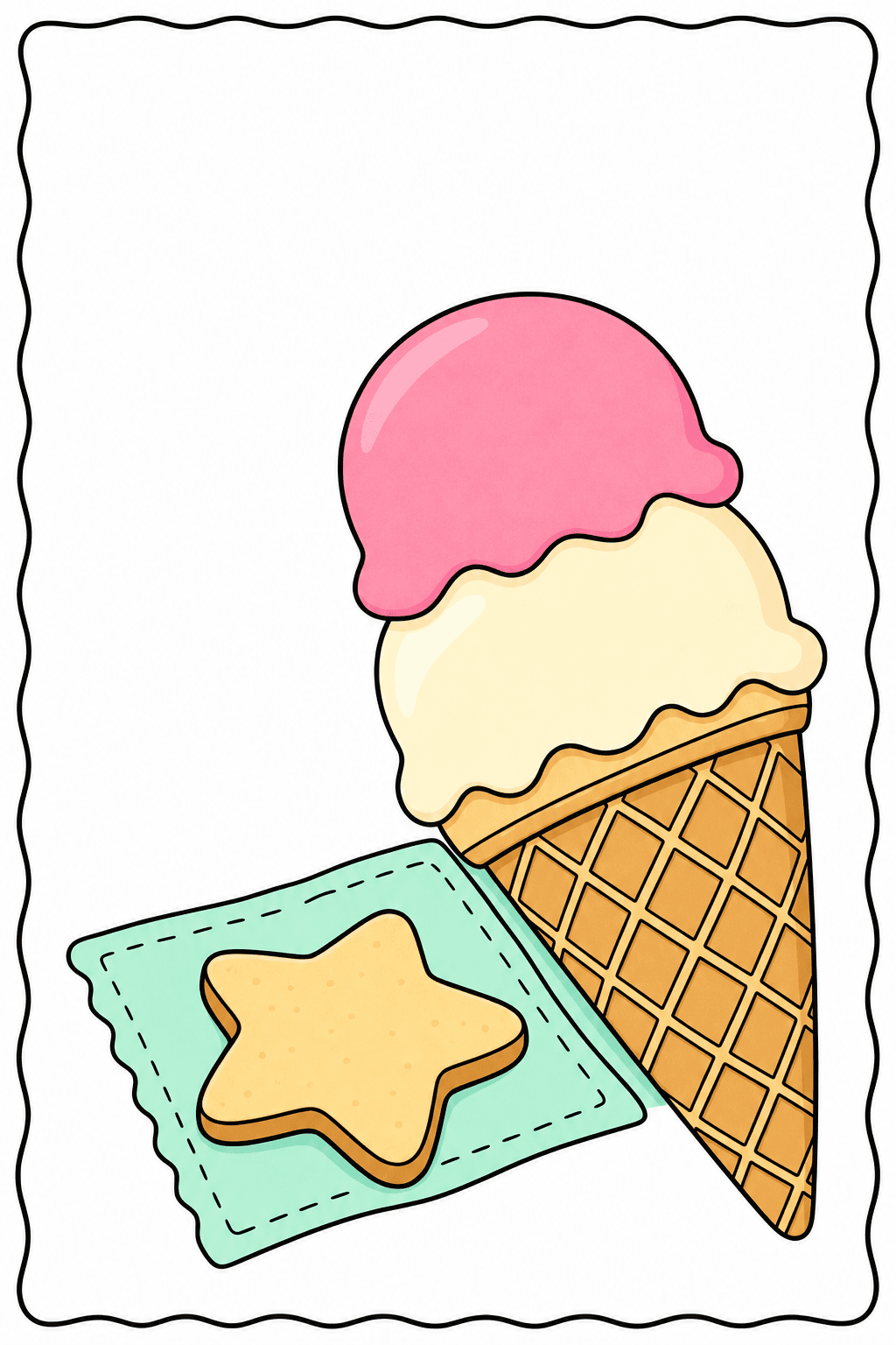 Easy Ice Cream Cone with a Star Cookie clean-digital colorized preview