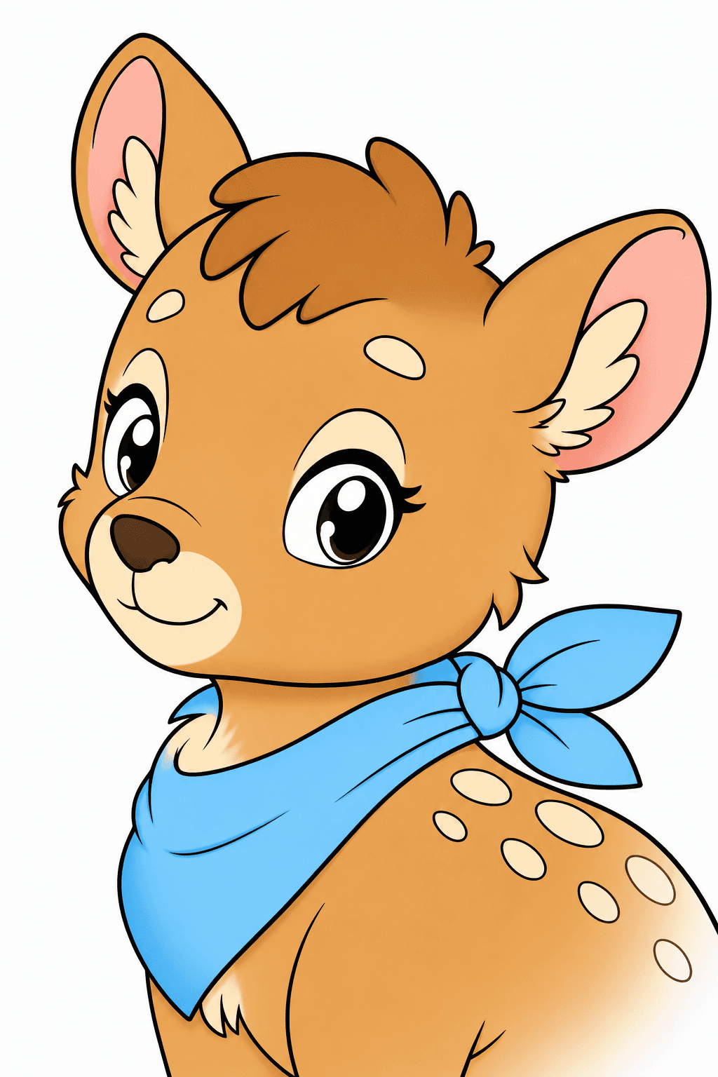 Kawaii Deer Portrait with a Knotted Scarf clean-digital colorized preview