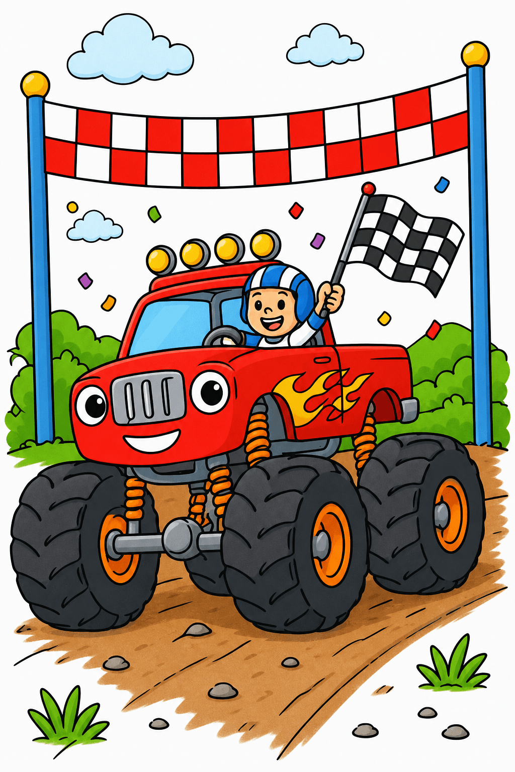 Monster Truck at the Finish Line clean-digital colorized preview