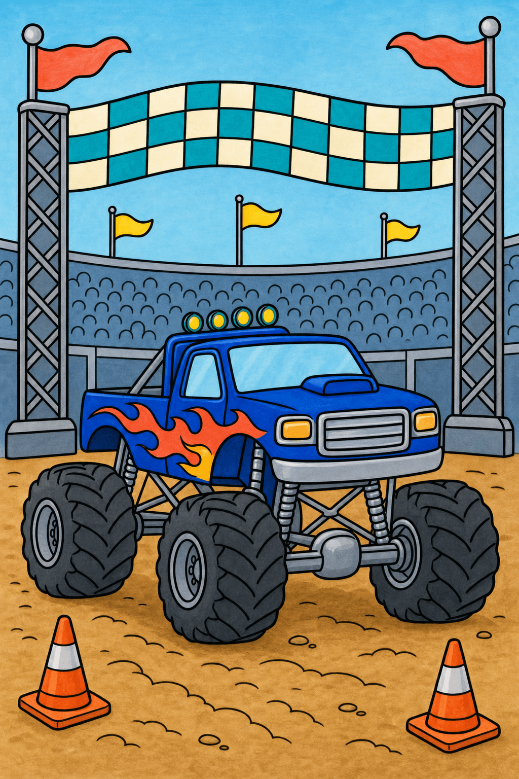 Monster Truck Beneath the Start Banner marker colorized preview