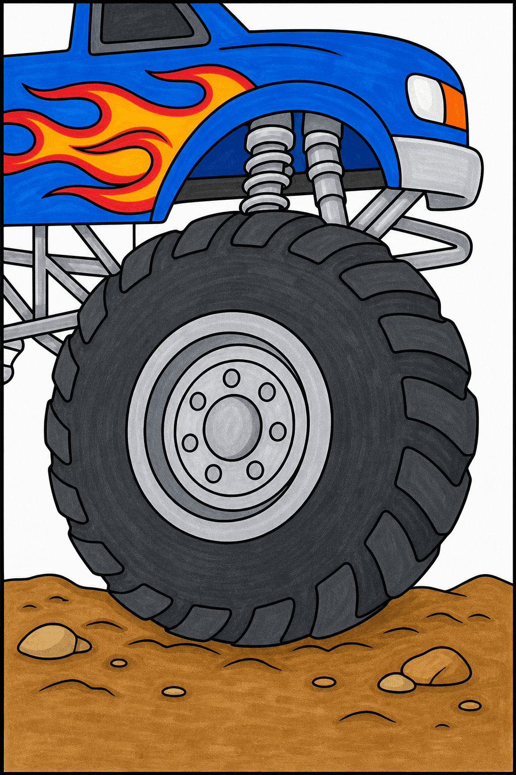 Easy Monster Truck Tire Close-Up marker colorized preview