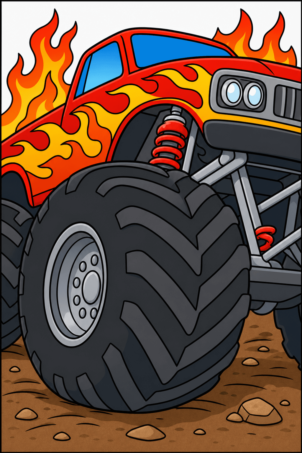 Close-Up of a Fire Monster Truck Tire clean-digital colorized preview