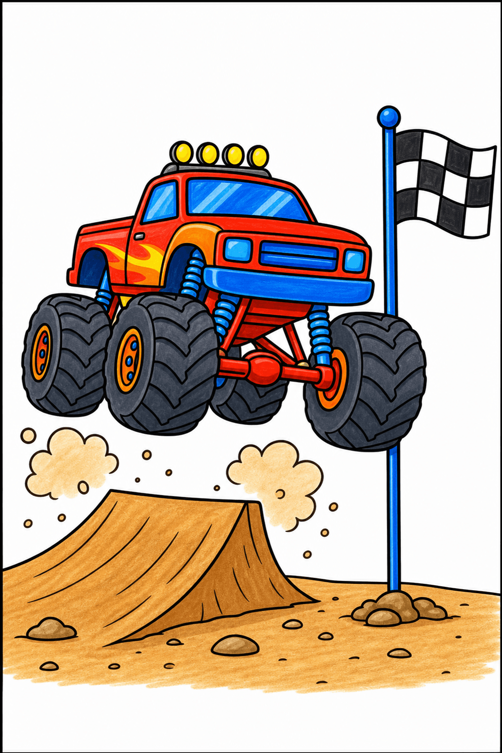 Monster Truck Jumping by the Finish Flag marker colorized preview