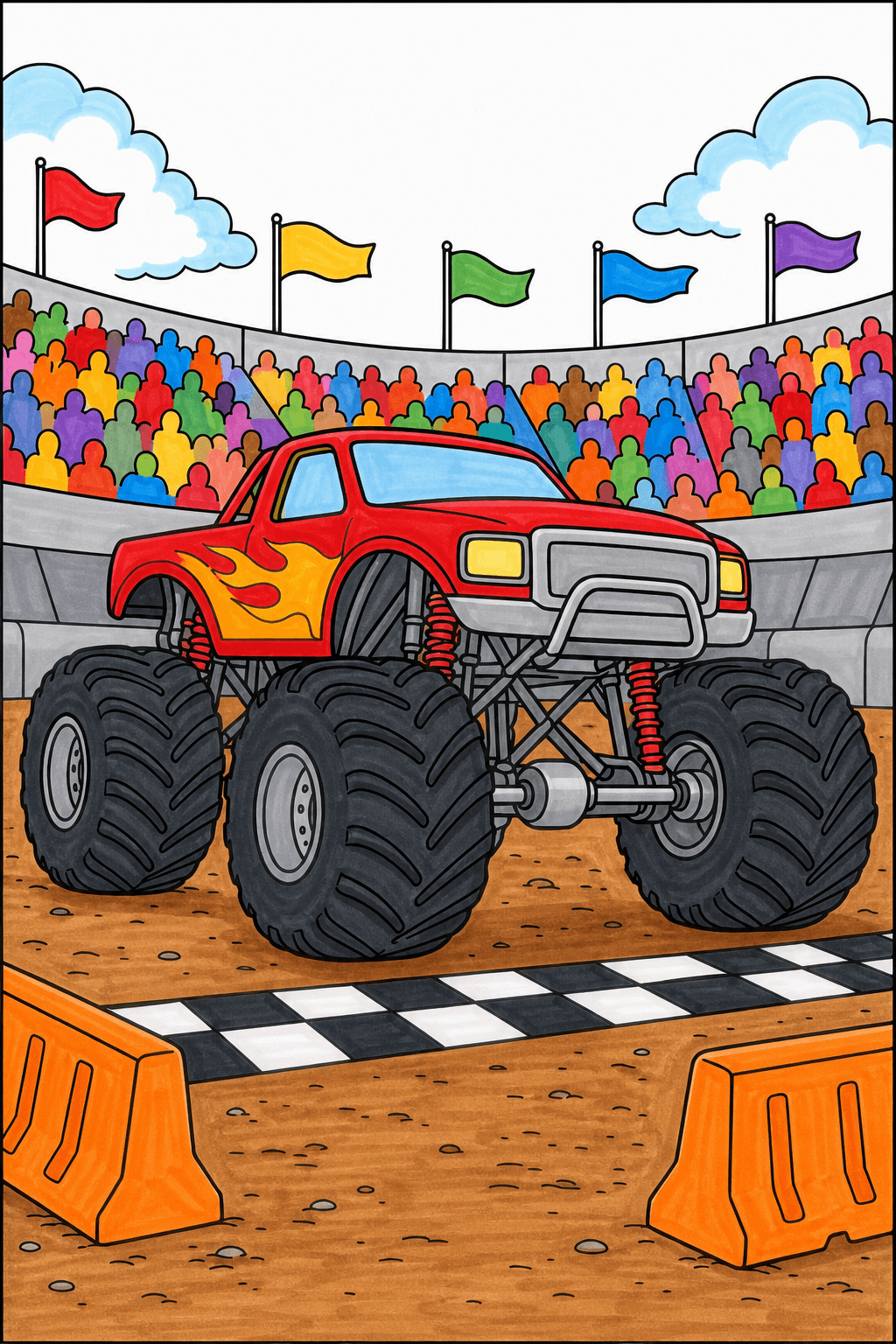 Realistic Monster Truck at the Start Line marker colorized preview