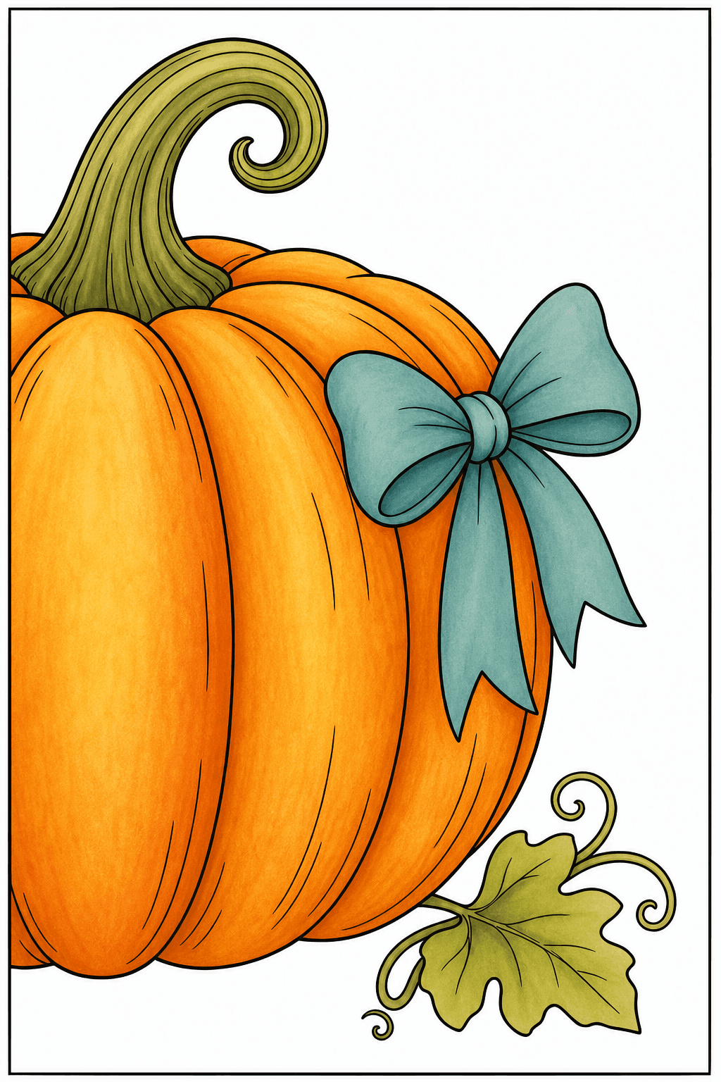 Close-Up Pumpkin with a Ribbon Bow storybook colorized preview