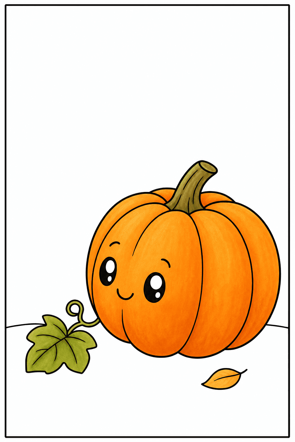 Smiling Pumpkin with a Curling Vine storybook colorized preview