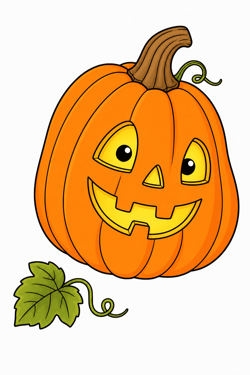 Smiling Jack-o'-Lantern with Curly Vine clean-digital colorized preview