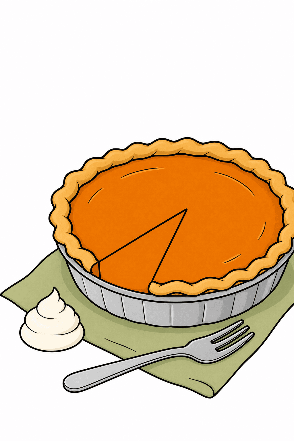 Pumpkin Pie with Fork and Whipped Cream clean-digital colorized preview