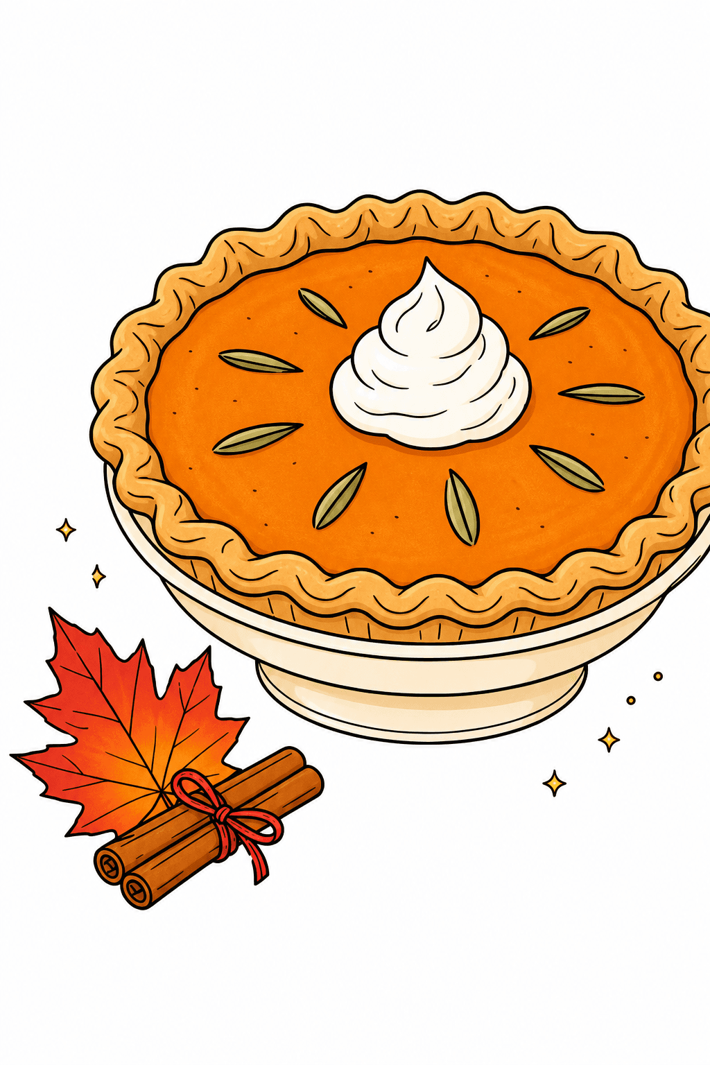 Pumpkin Pie with Whipped Cream and Cinnamon clean-digital colorized preview