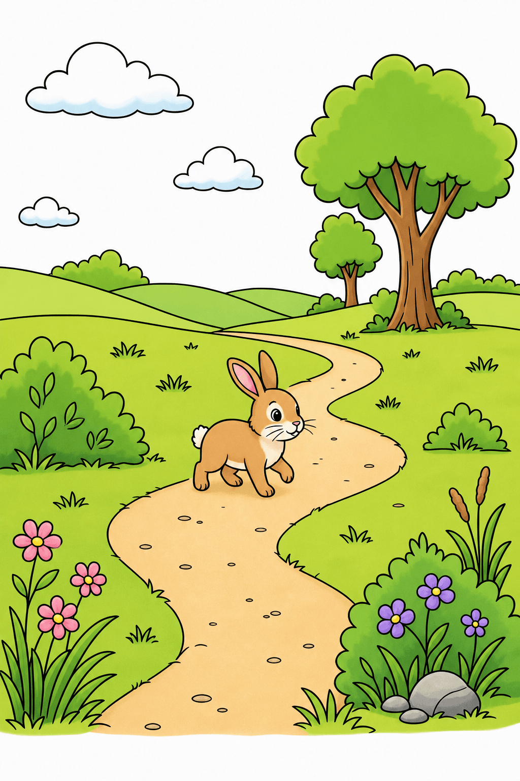 Small Rabbit Walking on a Country Path clean-digital colorized preview