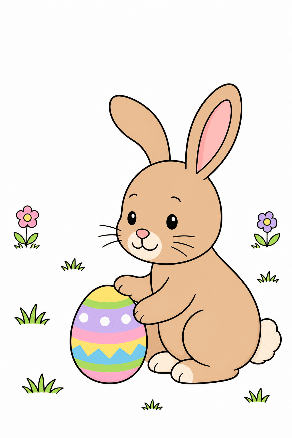 Easy Easter Bunny Holding an Egg clean-digital colorized preview