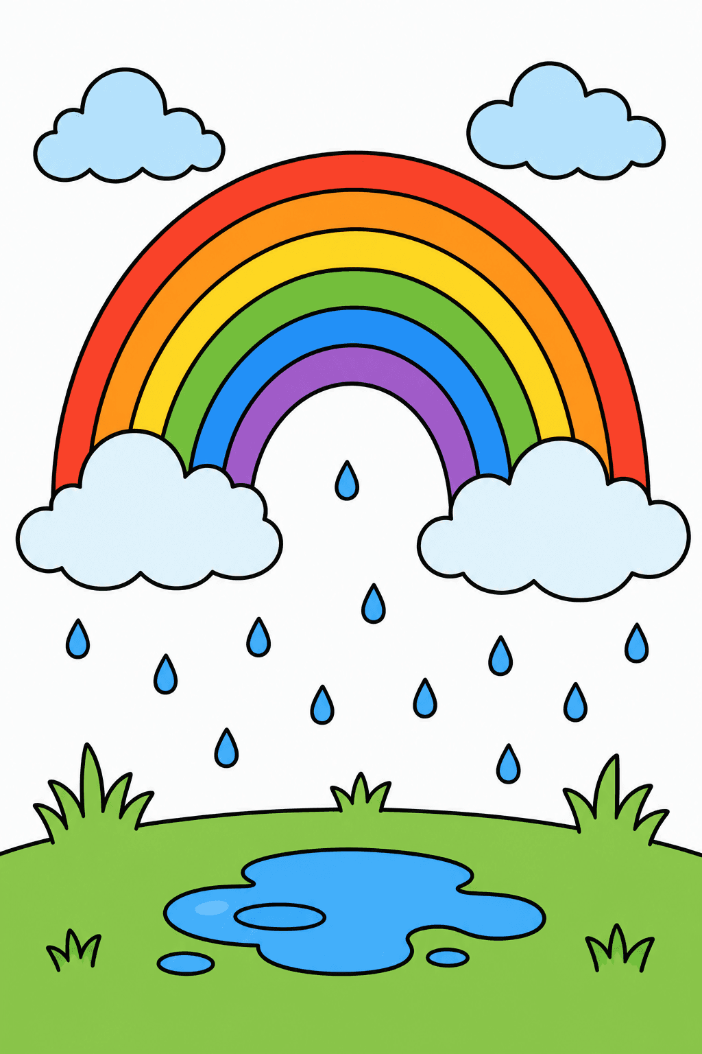 Rainbow Rain Shower Over a Puddle clean-digital colorized preview