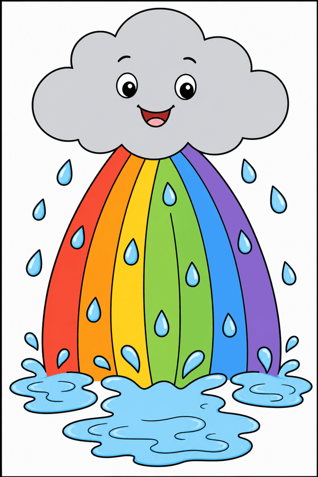 Smiling Cloud Rain Shower Coloring Page clean-digital colorized preview