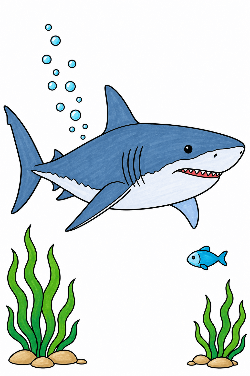 Great White Shark with a Rising Bubble Trail marker colorized preview