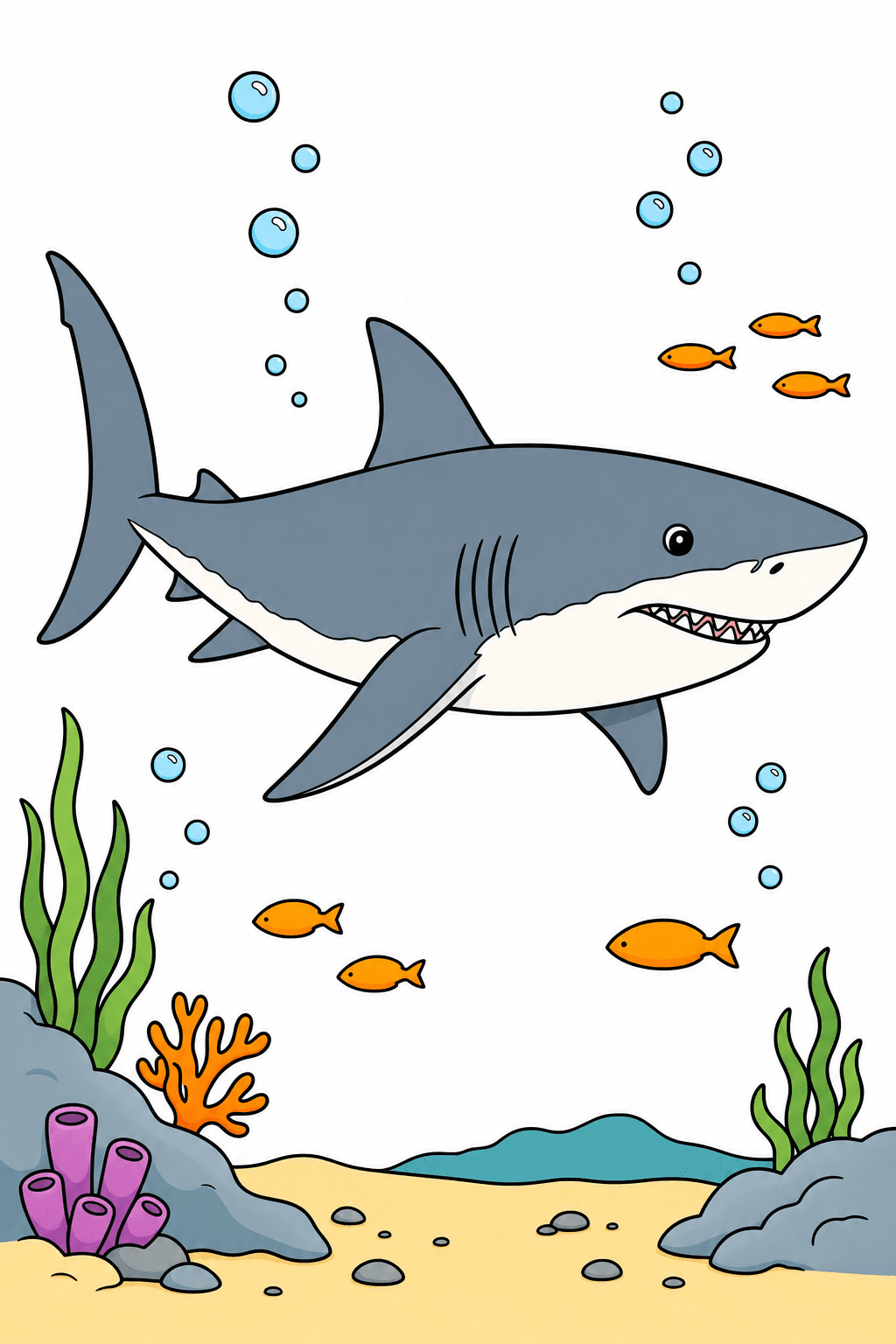 Great White Shark Above the Ocean Floor clean-digital colorized preview