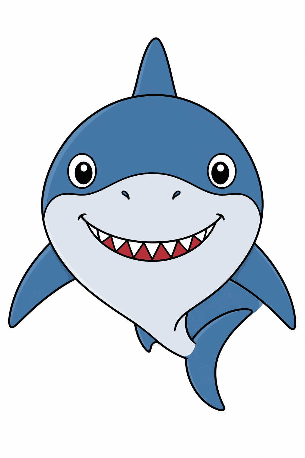 Smiling Great White Shark Facing Forward clean-digital colorized preview