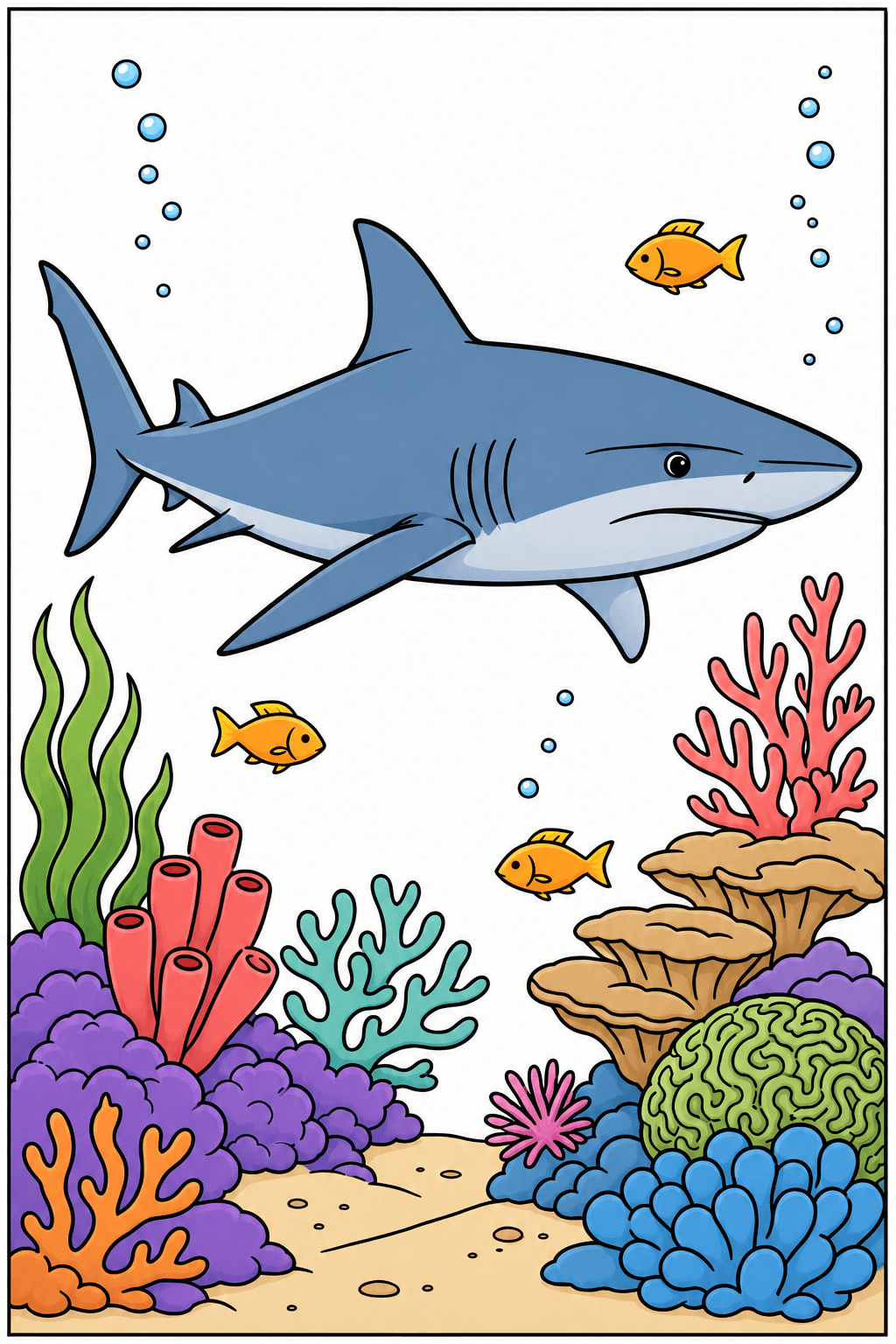 Shark Gliding Through a Coral Reef clean-digital colorized preview