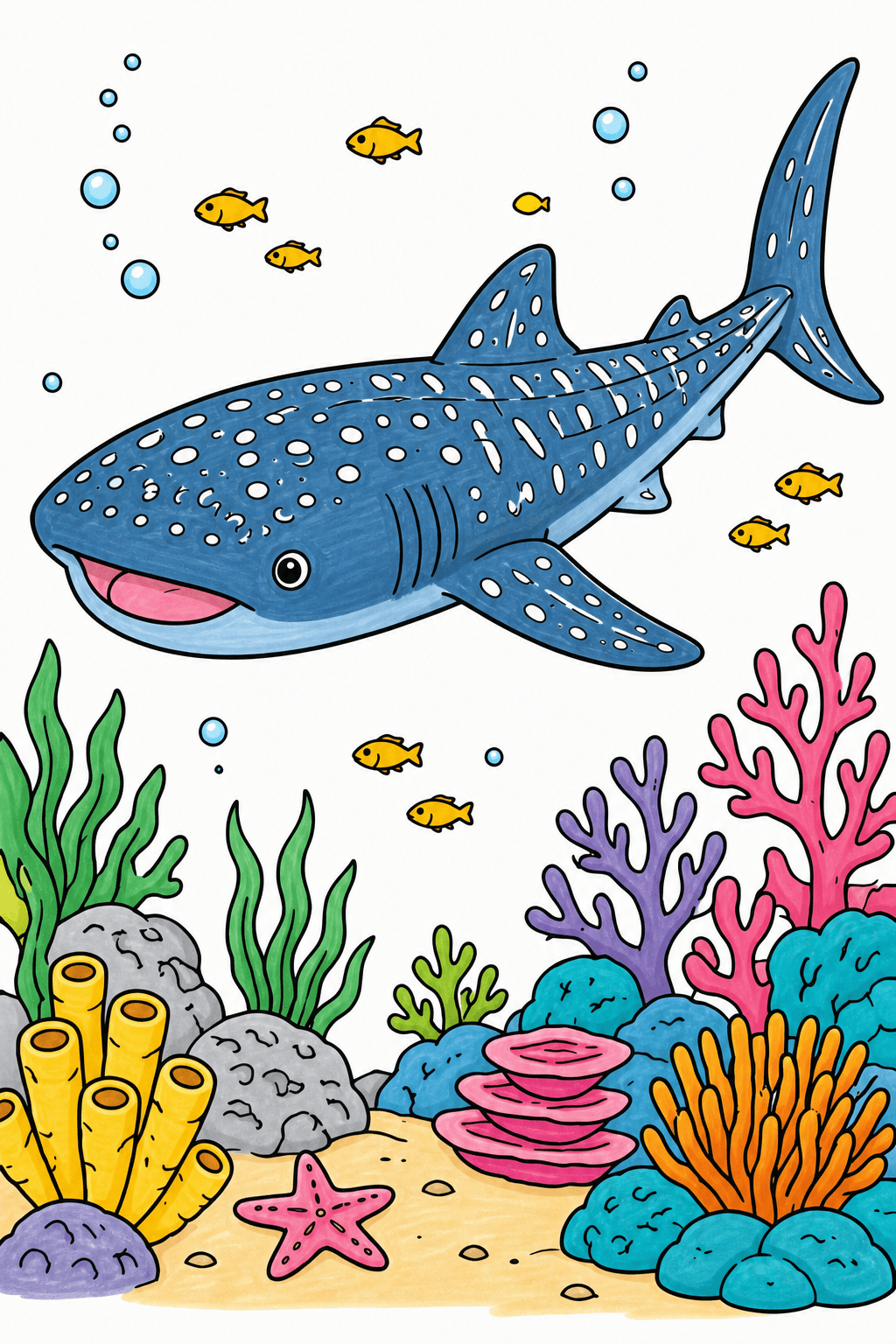 Whale Shark Above a Coral Garden marker colorized preview