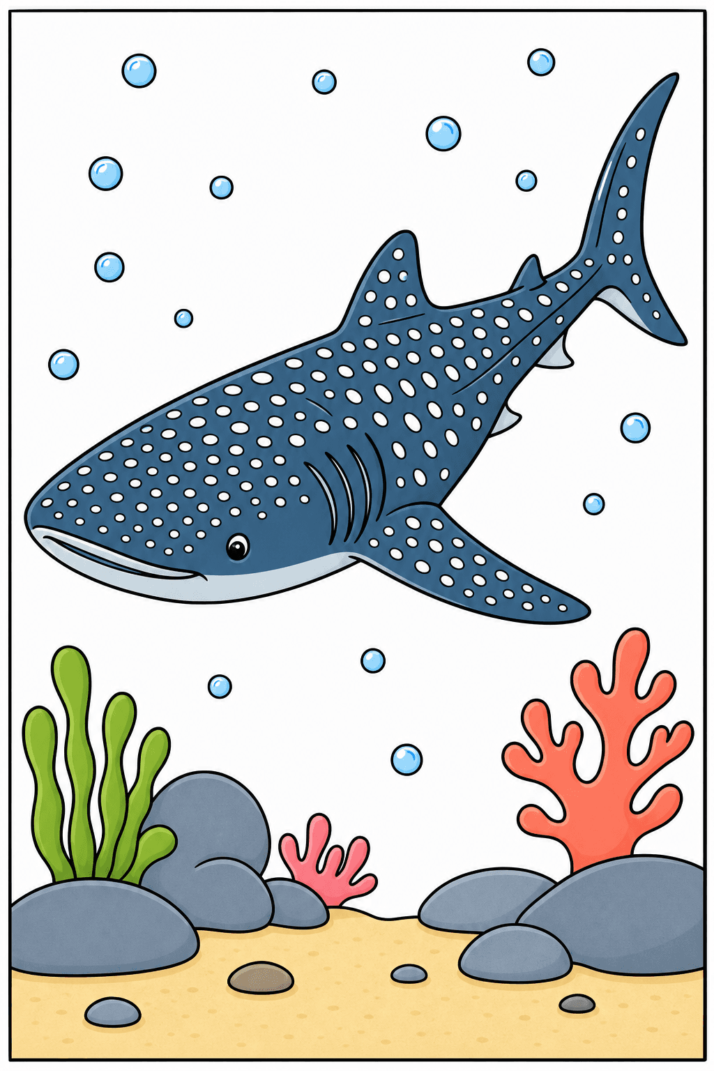 Whale Shark Swimming Above a Rocky Seabed clean-digital colorized preview