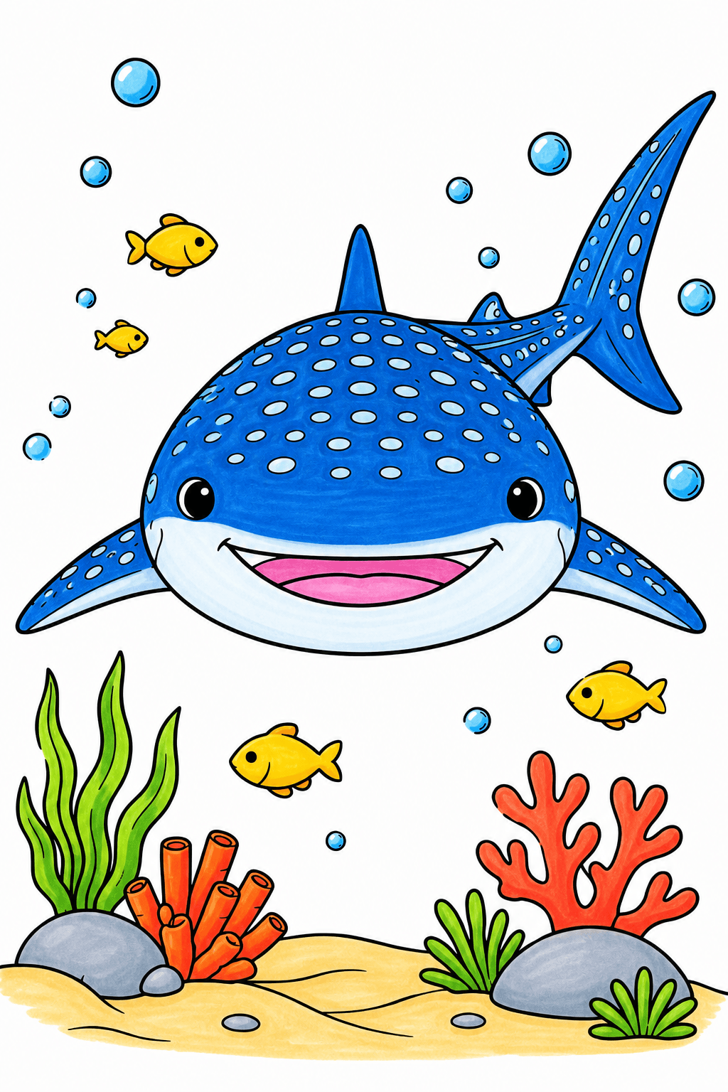 Friendly Whale Shark in a Coral Reef marker colorized preview