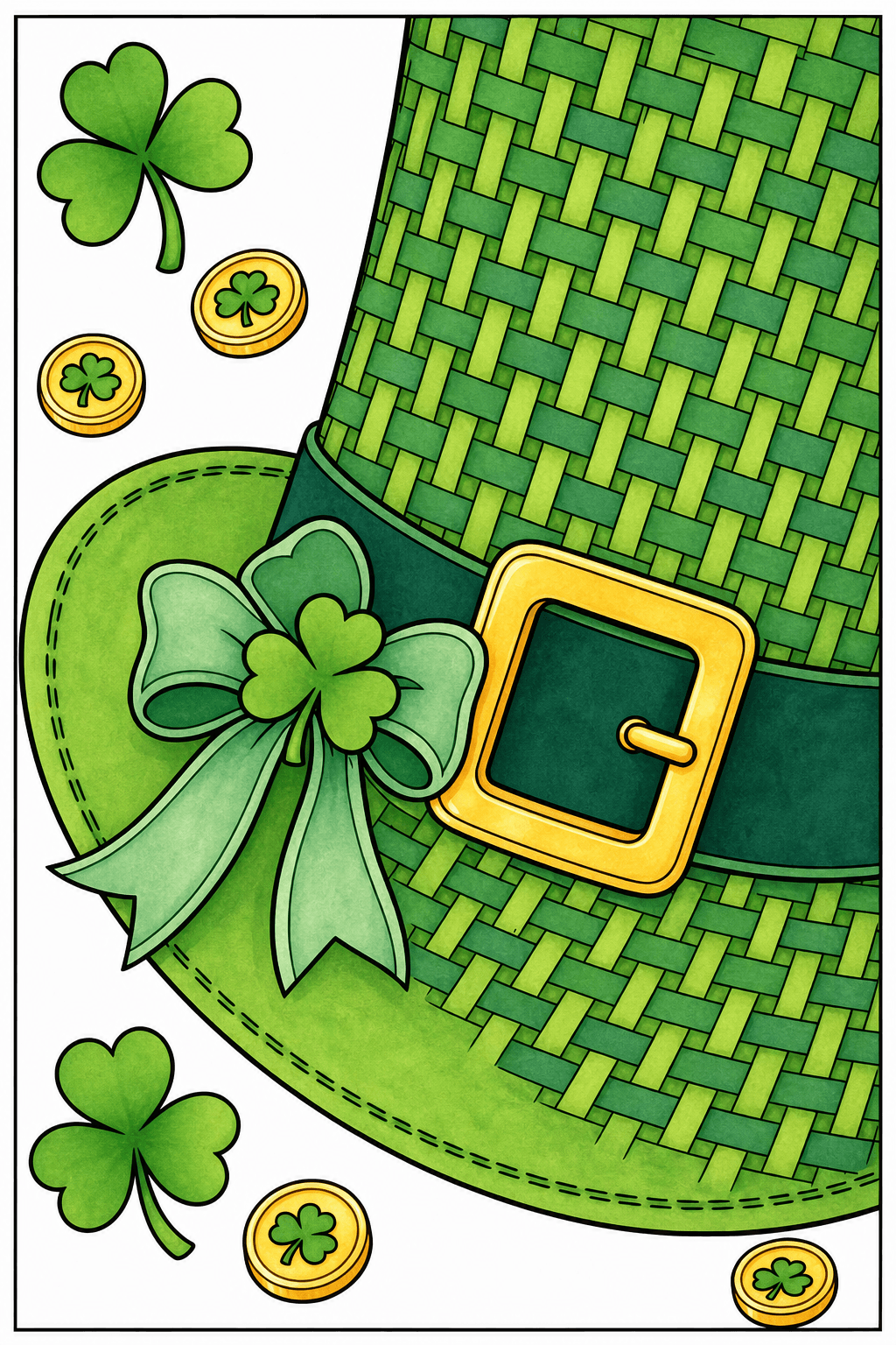 Woven Hat with Shamrock Bow and Buckle storybook colorized preview